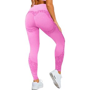 MAXXIM Ribbed Workout Leggings for Women Seamless High Waisted Scrunch Tights for Gym Workout Yoga Running
