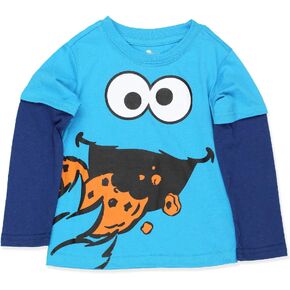 Sesame Street Elmo and Cookie Monster Boys T-Shirt for Infant and Toddlers – Blue or Red