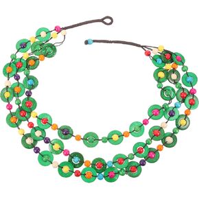 Homoyoyo Multicolor Bohemian Shell Wood Bead Necklace Women Multi Layer African Wood Bead Statement Collar Necklace for Women Girls Handmade Beaded Long Necklace (A) in Kuwait