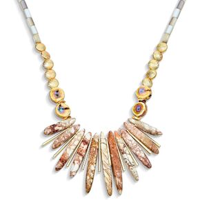 Blue Peck Organic Faceted Beads And Compress Turquoise Irregular Stone Bib Fan Statement Collar Choker Necklaces Western Jewelry For Women Teens Gold Plated Bead & Clasp Adjustable
