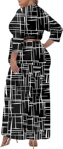 ملابس Tanmolo النسائية ذات الحجم الكبير المكونة من قطعتين وأكمام 3/4 مجموعات متطابقة للصالة واسعة الساق بدلة رياضية مع جيوب in Kuwait