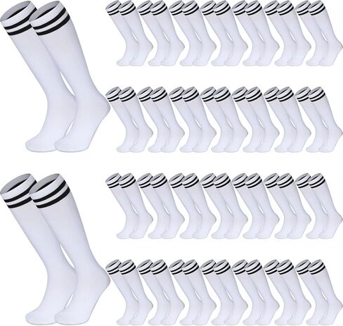 Hercicy 30 Pairs Kids Soccer Socks Sport Team Knee High Football Socks Athletic Striped Hockey Socks for 5-12 Years in Saudi Arabia