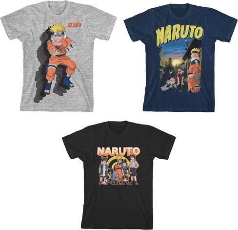 Naruto Multi-Character Youth 3-Pack Crew Neck Short Sleeve T-Shirts in Saudi Arabia