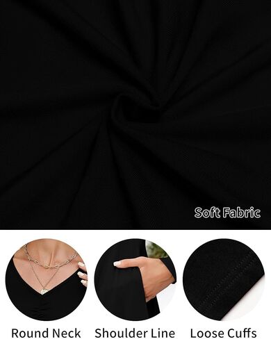 فستان FANDEE نسائي طويل الأكمام ورقبة على شكل حرف V فساتين متوسطة الطول للنساء فساتين الخريف الكاجوال مع جيوب in Kuwait