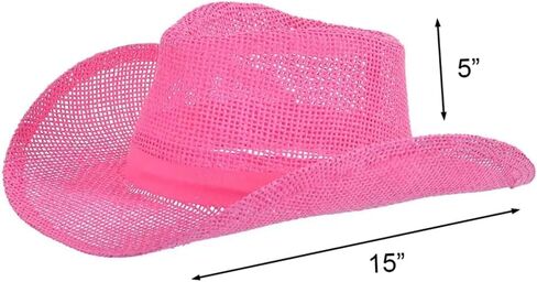 Amscan White Straw Cowboy Hat - 5" x 15" (Pack of 6) - Perfect for Halloween Props, Themed Parties, and Costume Accessories in Kuwait