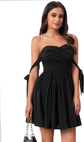 Zexxxy المرأة 2023 الشيفون رانش فستان قصير قصير فساتين السهرة الرسمية للحفلات السباغيتي الأشرطة مطوي فستان S-XXL in Kuwait