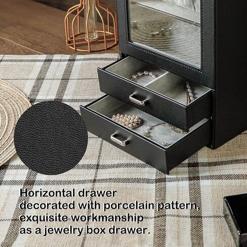 صناديق مجوهرات كيندال للفتيات والنساء، صندوق مجوهرات أبيض بنمط بورسلين، طبقة حامل لتنظيم المجوهرات، قلادة، حلق، خاتم، حقيبة تخزين المجوهرات كهدية مثالية in Kuwait