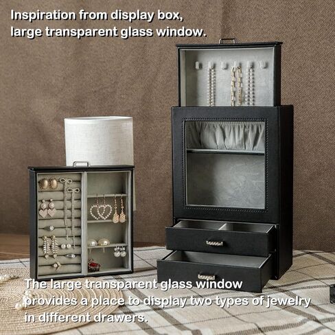 صناديق مجوهرات كيندال للفتيات والنساء، صندوق مجوهرات أبيض بنمط بورسلين، طبقة حامل لتنظيم المجوهرات، قلادة، حلق، خاتم، حقيبة تخزين المجوهرات كهدية مثالية in Kuwait