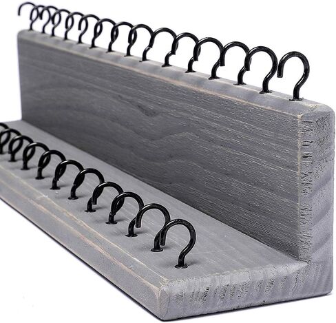 SANY DAYO HOME Wall Mounted Jewelry Organizer Rustic Wood Hanging Jewelry Holder with 32 Necklace Holders, Shelf, Earring Metal Mesh for Girl and Women (17 x 10 x 4 in, Brown) in Kuwait