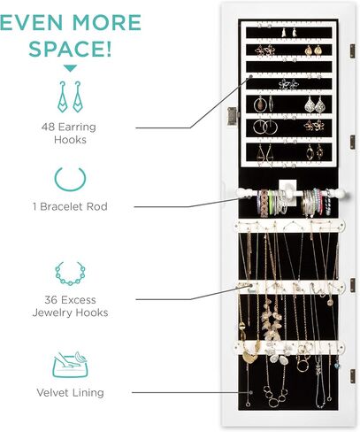 Best Choice Products 6-Tier Full Length Standing Mirrored Lockable Jewelry Storage Organizer Cabinet Armoire w/ 6 LED Interior Lights, 3 Angle Adjustments, Velvet Lining, Espresso in Saudi Arabia