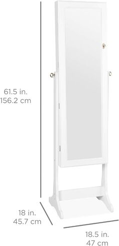 Best Choice Products 6-Tier Full Length Standing Mirrored Lockable Jewelry Storage Organizer Cabinet Armoire w/ 6 LED Interior Lights, 3 Angle Adjustments, Velvet Lining, Espresso in Saudi Arabia