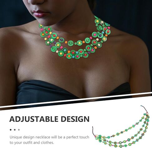 Homoyoyo Multicolor Bohemian Shell Wood Bead Necklace Women Multi Layer African Wood Bead Statement Collar Necklace for Women Girls Handmade Beaded Long Necklace (A) in Kuwait