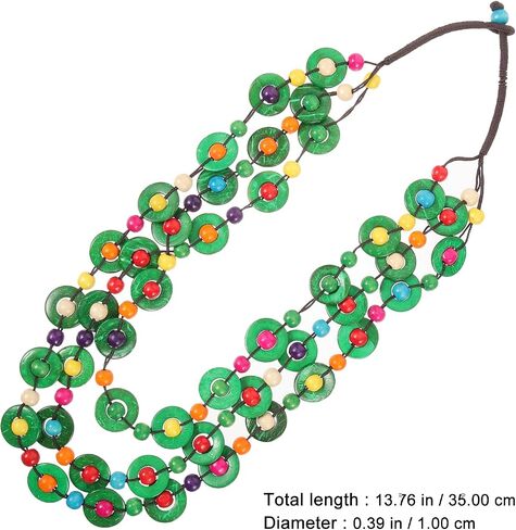 Homoyoyo Multicolor Bohemian Shell Wood Bead Necklace Women Multi Layer African Wood Bead Statement Collar Necklace for Women Girls Handmade Beaded Long Necklace (A) in Kuwait