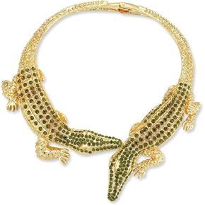 Wellotus Women's Statement Crystal Crocodile Choker Necklace Hip Hop Costume Cocktail Cuff Alligator Party Jewelry