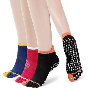 جوارب Artfasion بيلاتيس مع مقابض للنساء، جوارب يوجا غير قابلة للانزلاق لأصابع القدم لمستشفى الباليه المنزلي - 3 أزواج in Kuwait