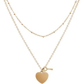 TUUAOW Layered Choker Necklaces for Women, Gold Necklace 18K/925 Silver Plated Dainty Paperclip Snake Heart Chains Necklace Adjustable Pendant Necklaces Y-Necklaces for Women Jewelry Gifts