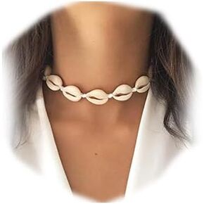 Chennie Boho Shell Choker Necklace Beach Puka Seashell Necklaces Adjustable Rope Jewelry with Anklets for Women and Girls