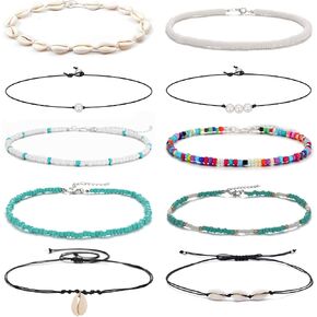 Small Bead Choker Necklace for Women Girls Cute Boho VSCO Beaded Necklaces Adjustable Beach Single Shell Seed Bead Necklace in Kuwait