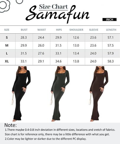 SamaFun Women's Bodycon Maxi Dress Square Neck Long Sleeve Bodycon Dress Elegant Fitted Long Dresses in Saudi Arabia