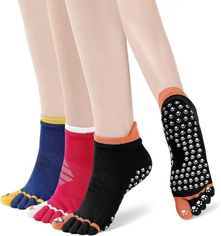 جوارب Artfasion بيلاتيس مع مقابض للنساء، جوارب يوجا غير قابلة للانزلاق لأصابع القدم لمستشفى الباليه المنزلي - 3 أزواج in Kuwait