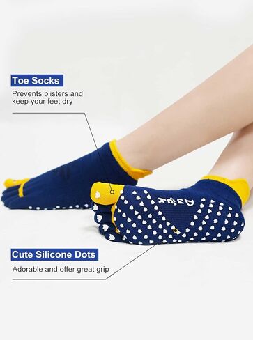 جوارب Artfasion بيلاتيس مع مقابض للنساء، جوارب يوجا غير قابلة للانزلاق لأصابع القدم لمستشفى الباليه المنزلي - 3 أزواج in Kuwait