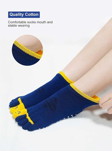 جوارب Artfasion بيلاتيس مع مقابض للنساء، جوارب يوجا غير قابلة للانزلاق لأصابع القدم لمستشفى الباليه المنزلي - 3 أزواج in Kuwait