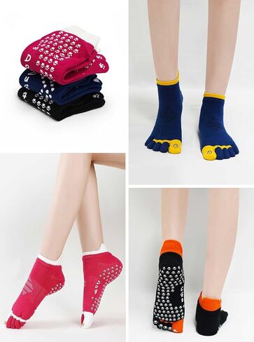 جوارب Artfasion بيلاتيس مع مقابض للنساء، جوارب يوجا غير قابلة للانزلاق لأصابع القدم لمستشفى الباليه المنزلي - 3 أزواج in Kuwait