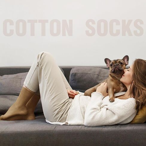 DHSO Women Thin Cotton Socks-Soft Cotton Seamless Toe Above Ankle Crew Socks 4 Pairs in Kuwait