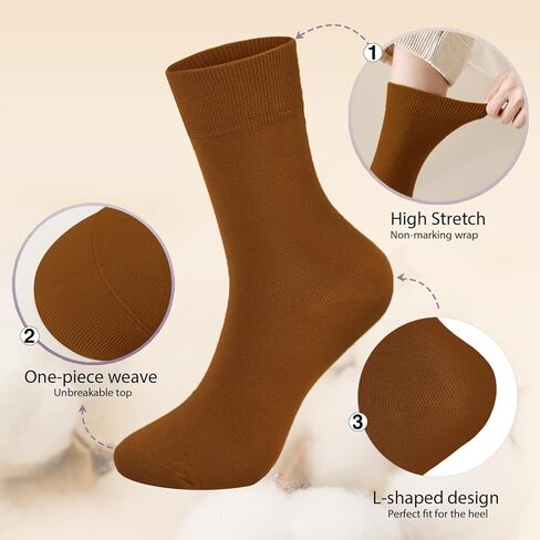 DHSO Women Thin Cotton Socks-Soft Cotton Seamless Toe Above Ankle Crew Socks 4 Pairs in Kuwait