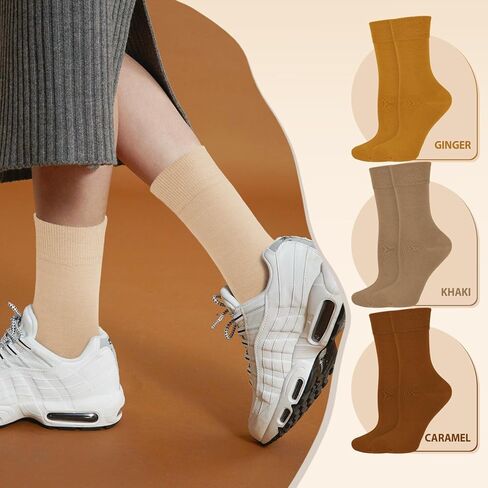 DHSO Women Thin Cotton Socks-Soft Cotton Seamless Toe Above Ankle Crew Socks 4 Pairs in Kuwait