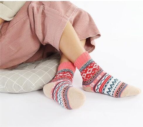 SUMICH 5 أزواج المرأة جوارب من الصوف. لينة الجوارب الدافئة الصوف الدافئة جوارب قطنية سميكة متماسكة خمر الجوارب غير رسمية دافئ الشتاء الجوارب in Kuwait