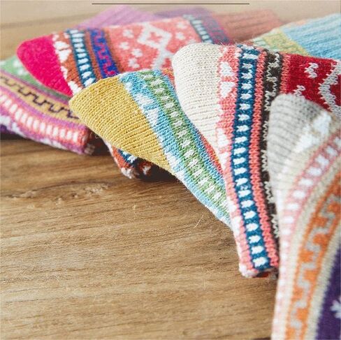 SUMICH 5 أزواج المرأة جوارب من الصوف. لينة الجوارب الدافئة الصوف الدافئة جوارب قطنية سميكة متماسكة خمر الجوارب غير رسمية دافئ الشتاء الجوارب in Kuwait