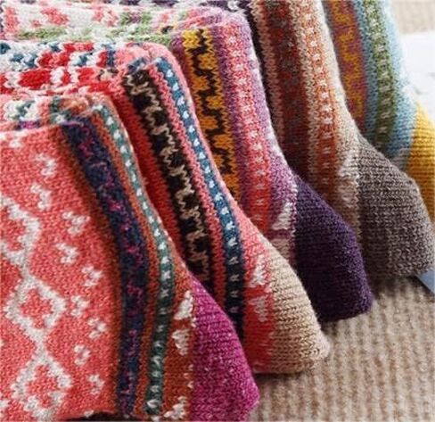 SUMICH 5 أزواج المرأة جوارب من الصوف. لينة الجوارب الدافئة الصوف الدافئة جوارب قطنية سميكة متماسكة خمر الجوارب غير رسمية دافئ الشتاء الجوارب in Kuwait