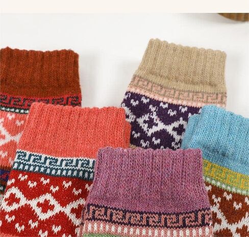 SUMICH 5 أزواج المرأة جوارب من الصوف. لينة الجوارب الدافئة الصوف الدافئة جوارب قطنية سميكة متماسكة خمر الجوارب غير رسمية دافئ الشتاء الجوارب in Kuwait