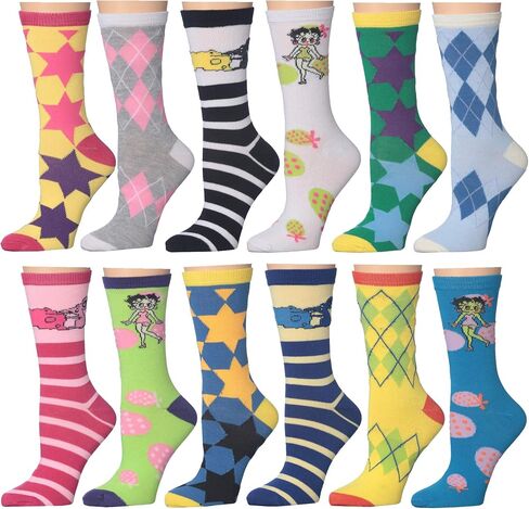 Frenchic 12/24/48 Pairs Pack Women's Colorful Patterned Cute Funny Casual Fashion Crew Socks in Kuwait