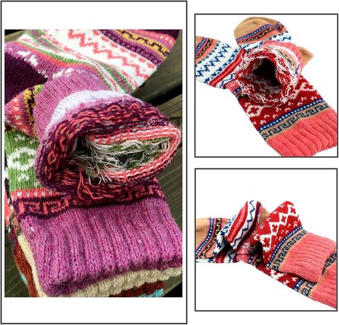 Fraobbg 5 Pairs Vintage Winter Women Socks Warm Thick Knitted Soft Wool Socks Christmas Gifts Cozy Crew Socks in Saudi Arabia