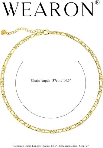 WEARON Gold Choker Necklace for Women 18K Gold Plated Dainty Bead Gene Figaro Heart Herringbone Paperclip Chain Choker Necklace Delicate Choker Jewelry Gifts for Women in Kuwait