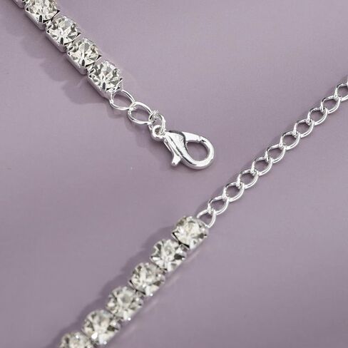 YERTTER Dainty Full Rhinestone Tennis Chain Butterfly Collar Luxury Crystal Rhinestone Statement Clavicle Choker Necklace for Wedding Party Music Bar Women Girls in Kuwait