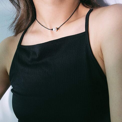 Small Bead Choker Necklace for Women Girls Cute Boho VSCO Beaded Necklaces Adjustable Beach Single Shell Seed Bead Necklace in Kuwait