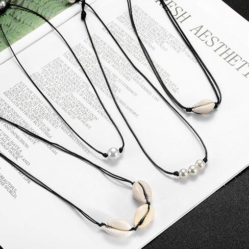 Small Bead Choker Necklace for Women Girls Cute Boho VSCO Beaded Necklaces Adjustable Beach Single Shell Seed Bead Necklace in Kuwait