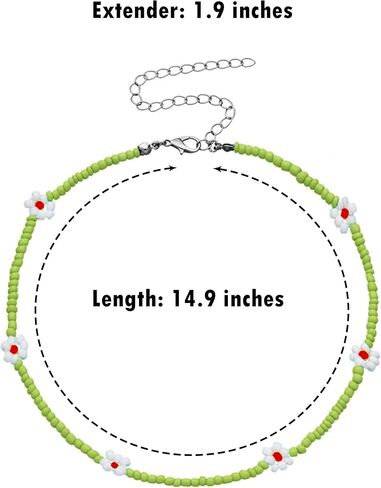 Akeoqi 8 قطع قلادة قلادة Y2K ملونة لطيف بوهو زجاج حبة قلادة مصنوعة يدويا زهرة الفاكهة شكل قلادة حجم قابل للتعديل قلادة مجوهرات للنساء in Kuwait