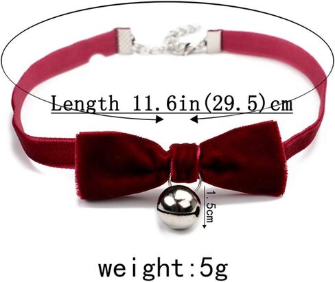 Hloy KT Vintage Lolita Cosplay Gothic Black Red Velvet Bow Bell Pearl Choker Necklace for Women Girls in Saudi Arabia