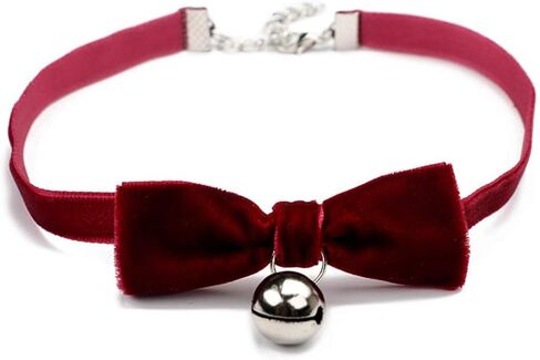 Hloy KT Vintage Lolita Cosplay Gothic Black Red Velvet Bow Bell Pearl Choker Necklace for Women Girls in Saudi Arabia