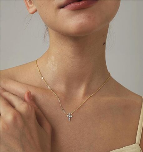 LuckFairy Dainty Gold Necklace for Women, Gold Cross necklace 14K Gold Plated Paperclip Pendant Necklace Cute Gold CZ Heart Pendant Necklace Simple Gold Choker Necklaces for Women Gold Jewelry Gifts in Saudi Arabia
