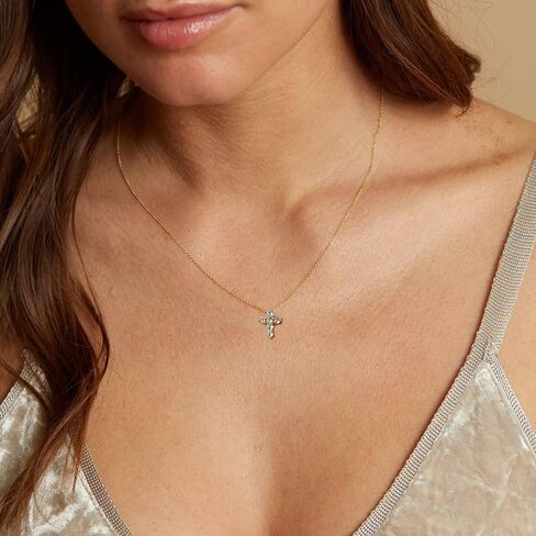 LuckFairy Dainty Gold Necklace for Women, Gold Cross necklace 14K Gold Plated Paperclip Pendant Necklace Cute Gold CZ Heart Pendant Necklace Simple Gold Choker Necklaces for Women Gold Jewelry Gifts in Saudi Arabia