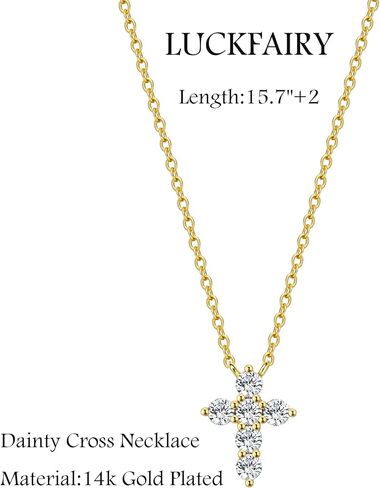 LuckFairy Dainty Gold Necklace for Women, Gold Cross necklace 14K Gold Plated Paperclip Pendant Necklace Cute Gold CZ Heart Pendant Necklace Simple Gold Choker Necklaces for Women Gold Jewelry Gifts in Saudi Arabia