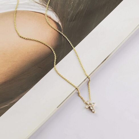 LuckFairy Dainty Gold Necklace for Women, Gold Cross necklace 14K Gold Plated Paperclip Pendant Necklace Cute Gold CZ Heart Pendant Necklace Simple Gold Choker Necklaces for Women Gold Jewelry Gifts in Saudi Arabia