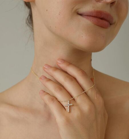 LuckFairy Dainty Gold Necklace for Women, Gold Cross necklace 14K Gold Plated Paperclip Pendant Necklace Cute Gold CZ Heart Pendant Necklace Simple Gold Choker Necklaces for Women Gold Jewelry Gifts in Saudi Arabia