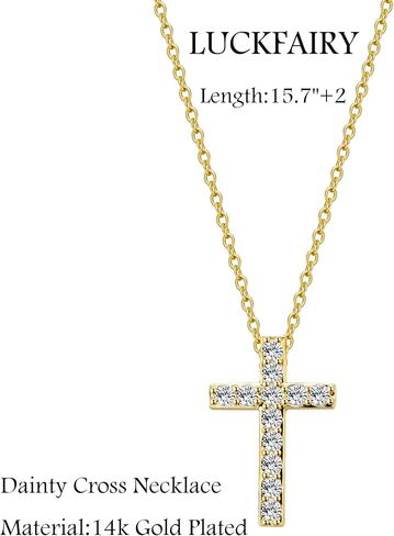 LuckFairy Dainty Gold Necklace for Women, Gold Cross necklace 14K Gold Plated Paperclip Pendant Necklace Cute Gold CZ Heart Pendant Necklace Simple Gold Choker Necklaces for Women Gold Jewelry Gifts in Saudi Arabia