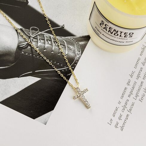 LuckFairy Dainty Gold Necklace for Women, Gold Cross necklace 14K Gold Plated Paperclip Pendant Necklace Cute Gold CZ Heart Pendant Necklace Simple Gold Choker Necklaces for Women Gold Jewelry Gifts in Saudi Arabia